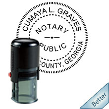 Quality Self-Inking Round Georgia Notary Stamp. Order your Official Self-Inking Round GA Notary stamp today and save! Georgia Round notary stamps ship the next business day with FREE Shipping available. Meets Georgia Notary stamp requirements.