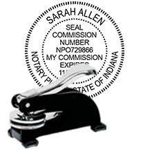 Indiana Notary Desk Seal. Order this Steel-frame IN Notary Desk Embosser today and save! Indiana Notary Desk Seals ship the next business day with FREE Shipping available. Meets Indiana Notary Seal requirements. Free Notary pen with every order.