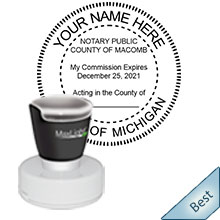 Order your Round Michigan Pre-Inked Notary Public Stamp today and save. FREE Shipping available. Meets Michigan Notary stamp requirements.