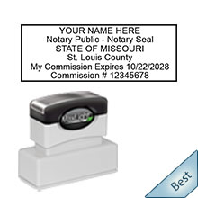 Highest Quality Missouri Notary Stamp. Order your Official MO Notary stamp today and save! Missouri notary stamps ship the next business day with FREE Shipping available. Meets Missouri Notary stamp requirements