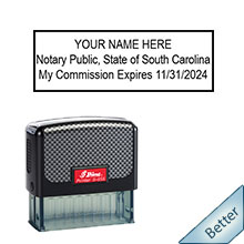 Quality Self-Inking South Carolina Notary Stamp. Order your Official Self-Inking SC Notary stamp today and save! South Carolina notary stamps ship the next business day with FREE Shipping available. Meets South Carolina Notary stamp requirements.