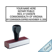 Order your Economy Virginia Notary Public stamp today and save. All Virginia Notary Stamp orders ship the next business day. Free Notary pen with every VA notary order. Meets Virginia Notary public requirements.