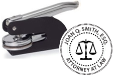 Order custom attorney embosser with scales logo. Makes a great gift. Fast Shipping