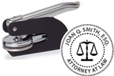 Order custom attorney embosser with scales logo. Makes a great gift. Fast Shipping