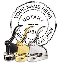 The Best Alabama Notary Desk Embosser. Impress your clients with this Deluxe Notary Desk Seal. Alabama Designer Notary Desk seals Ship the next business day with free shipping available. Meets Alabama Notary requirements. Free Notary Pen.