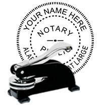 Alabama Notary Desk Seal. Order this Steel-frame AL Notary Desk Embosser today and save! Alabama Notary Desk Seals ship the next business day with FREE Shipping available. Meets Alabama Notary Seal requirements. Free Notary pen with every order