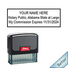 Quality Self-Inking Alabama Notary Stamp. Order your Official Self-Inking AL Notary stamp today and save! Alabama notary stamps ship the next business day with FREE Shipping available. Meets Alabama Notary stamp requirements.