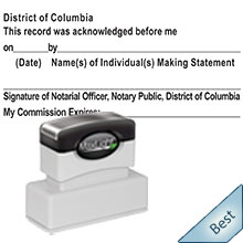 Discounted Prices on our Washington DC Notary Acknowledgement Stamps. Pre-Inked DC Notary Acknowledgement stamps ship the Next Business day with Free shipping available. Free Notary Pen with every online DC Notary Store order.