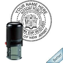 Order your Round NJ Emblem Notary stamp today and save! New Jersey Round notary stamps ship the next business day with FREE Shipping available. Meets New Jersey Notary stamp requirements.