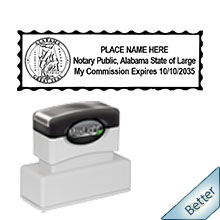 A High quality state emblem notary stamp with a stylish border for Alabama.