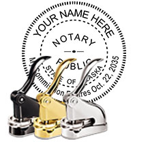 The Best Alaska Notary Desk Embosser. Impress your clients with this Deluxe Alaska Notary Desk Seal. AK Designer Notary Desk seals ship the next business day with FREE shipping available. Meets Alaska Notary Desk Seal requirements. Free Notary Pen.