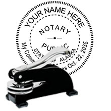 Order this Steel-frame AK Notary Desk Embosser today and save. FREE Shipping available. Meets Alaska Notary Seal requirements. Free Notary pen with every order.