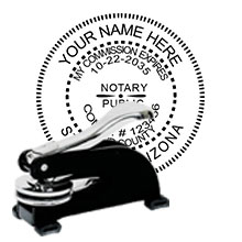Order this Steel-frame AZ Notary Desk Embosser today and save. FREE Shipping available. Meets Arizona Notary Seal requirements. Free Notary pen with every order.