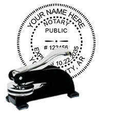 Order this Steel-frame AR Notary Desk Embosser today and save. FREE Shipping available. Meets Arkansas Notary Seal requirements. Free Notary pen with every order.