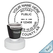 Order your Official Arkansas Notary Pre-Inked Round Stamp today and save. FREE Notary Pen with Order. Meets Arkansas Notary stamp requirements.