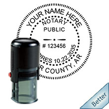 Order your Official Self-Inking Round AR Notary stamp today and save. FREE Notary Pen with Order. Meets Arkansas Notary stamp requirements.