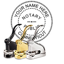 The Best Connecticut Notary Desk Embosser. Impress your clients with this Deluxe Connecticut Notary Desk Seal. CT Designer Notary Desk seals ship the next business day with FREE shipping available. Meets CT Notary Desk Seal requirements. Free Notary Pen