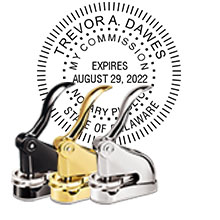 The Best Delaware Notary Desk Embosser. Impress your clients with this Deluxe Delaware Notary Desk Seal. DE Designer Notary Desk seals ship the next business day with FREE shipping available. Meets Delaware Notary Desk Seal requirements. Free Notary Pen.