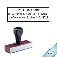 Order your Delaware Notary Traditional Expiration Rubber Stamp Today and Save. Free Notary Pen with Order. Delaware Notary Rubber Stamps Ship the next business day.
