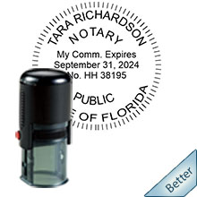 Quality Self-Inking Round Florida Notary Stamp. Order your Official Self-Inking Round FL Notary stamp today and save! Florida Round notary stamps ship the next business day with FREE Shipping available. Meets Florida Notary stamp requirements