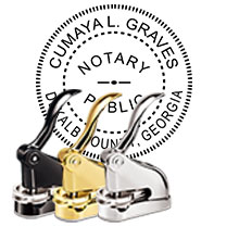 The Best Georgia Notary Desk Embosser. Impress your clients with this Deluxe Georgia Notary Desk Seal. GA Designer Notary Desk seals ship the next business day with FREE shipping available. Meets GEorgia Notary Desk Seal requirements. Free Notary Pen.