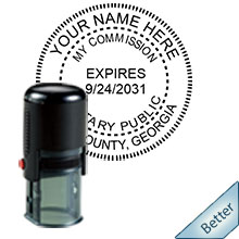 Self-Inking Round Georgia Notary Stamp with date. Order your Official Round GA Notary stamp with date today and save! Georgia Round notary stamps ship the next business day with FREE Shipping available. Meets Georgia Notary stamp requirements