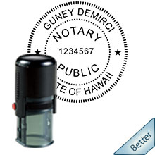 Order your Official Self-Inking Round Notary stamp today and save. Hawaii Round notary stamps ship the next business day with FREE Shipping available. Meets Hawaii Notary stamp requirements.