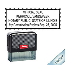Order your Official Self-Inking Notary stamps and supplies today and save. Illinois Commission stamps ship the next business day. FREE Notary Pen with Order. Meets Illinois Notary stamp requirements.