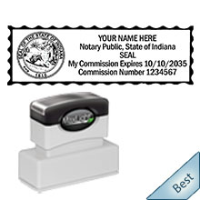 Highest Quality Indiana Notary Stamp with Emblem. Order your Official Designer IN Notary stamp today and save! Indiana notary stamps ship the next business day with FREE Shipping available. Meets Indiana Notary stamp requirements.