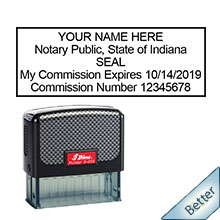Quality Self-Inking Indiana Notary Stamp. Order your Official Self-Inking IN Notary stamp today and save! Indiana notary stamps ship the next business day with FREE Shipping available. Meets Indiana Notary stamp requirements.
