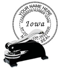 Iowa Notary Desk Seal. Order this Steel-frame IA Notary Desk Embosser today and save! Iowa Notary Desk Seals ship the next business day with FREE Shipping available. Meets Iowa Notary Seal requirements. Free Notary pen with every order.
