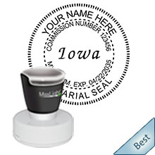 Quality Iowa Notary Stamps and Supplies. Order your Iowa Notary Pre-Inked Round Stamp today and save. FREE Notary Pen with Order. Meets Iowa Notary stamp requirements.