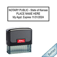 Order your Official Kansas Notary Self-Inking Expiration Stamp today and save. Free Notary Pen with Order. Meets Kansas Notary stamp requirements.