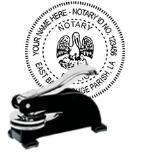 Lousiana Notary Desk Seal. Order this Steel-frame LA Notary Desk Embosser today and save! Louisiana Notary Desk Seals ship the next business day with FREE Shipping available. Meets Louisiana Notary Seal requirements. Free Notary pen with every order.