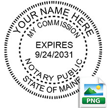 Order your Pre-Inked Round Maine Notary stamp with date today and save. Maine Notary Public Supplies ship the next business day with FREE Shipping available. Meets Maine Notary stamp requirements.