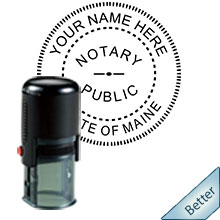 An affordable round self-inking notary stamp for Maine can be purchased quickly right here. Fast Shippin