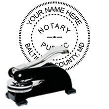 Maryland Notary Desk Seal. Order this Steel-frame MD Notary Desk Embosser today and save! Maryland Notary Desk Seals ship the next business day with FREE Shipping available. Meets Maryland Notary Seal requirements. Free Notary pen with every order.