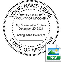 Order your Round Michigan Pre-Inked Notary Public Stamp today and save. FREE Shipping available. Meets Michigan Notary stamp requirements.