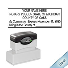 Order your Pre-Inked Michigan Commission Stamp stamp today and save. Michigan Pre-Inked Expiration stamps ship the next business day with FREE Shipping available. Meets Michigan Notary stamp requirements.
