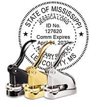 The Best Mississippi Notary Desk Embosser. Impress your clients with this Deluxe MS Notary Desk Seal. MS Designer Notary Desk seals ship the next business day with FREE shipping available. Meets Mississippi Notary Desk Seal requirements. Free Notary Pen.