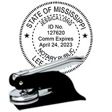 Quality Mississippi Notary Pocket Seal. Order your Official MS Notary Embosser today and save! Mississippi Notary Embossers ship the next business day with FREE shipping available. Meets MS Notary Seal requirements. Free Notary pen with every order