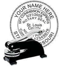 Missouri Notary Desk Seal. Order this Steel-frame MO Notary Desk Embosser today and save! Missouri Notary Desk Seals ship the next business day with FREE Shipping available. Meets Missouri Notary Seal requirements. Free Notary pen with every order.