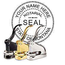 The Best Montana Notary Desk Embosser. Impress your clients with this Deluxe MT Notary Desk Seal. Montana Designer Notary Desk seals ship the next business day with FREE shipping available. Meets Montana Notary Desk Seal requirements. Free Notary Pen.