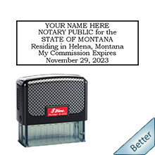 Quality Self-Inking Montana Notary Stamp. Order your Official Self-Inking MT Notary stamp today and save! Montana notary stamps ship the next business day with FREE Shipping available. Meets Montana Notary stamp requirements.