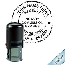 Quality Self-Inking Round Nebraska Notary Stamp. Order your Official Self-Inking Round NE Notary stamp today and save! Nebraska Round notary stamps ship the next business day with FREE Shipping available. Meets Nebraska Notary stamp requirements.