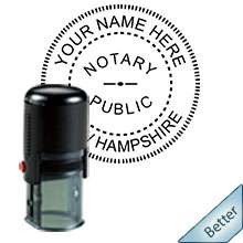 An affordable round self-inking notary stamp for New Hampshire can be purchased quickly right here. Fast Shipping