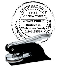 New York Notary Pocket Seal with date. This Seal includes ALL notary information on one seal. New York Notary Seals ship the next business day with FREE Shipping available. Meets New York Notary Seal requirements. Free Notary pen with every order