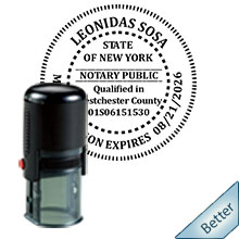 Self-Inking Round New York Notary Stamp with date. Order your Official Round NY Notary stamp with date today and save! New York Round notary stamps ship the next business day with FREE Shipping available. Meets New York Notary stamp requirements.