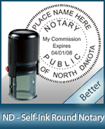 An affordable round self-inking notary stamp for North Dakota can be purchased quickly right here.