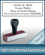 ND-COMM-T - North Dakota Notary Traditional Expiration Stamp